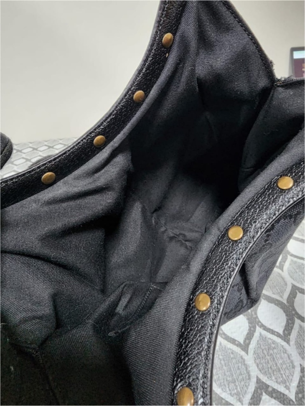 Authentic Gucci Bamboo Canvas Hobo Bag Black - Picture 7 of 9